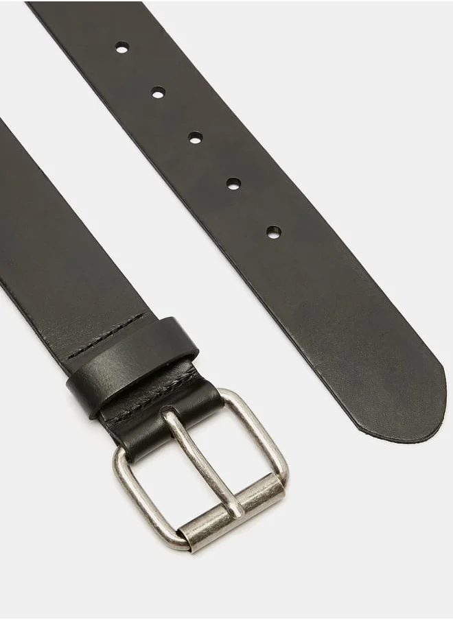 لي كوبر Men's Solid Waist Belt with Pin Buckle Closure