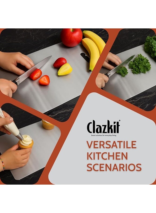 Clazkit Large Stainless Steel Chopping Cutting Board Vegetable,Fruit,Bread & Meat Durable Safe & Heavy Duty (360 x 250 x 1mm) - Image 4