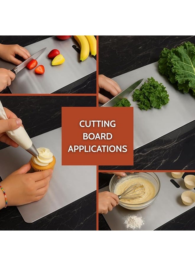 Clazkit Large Stainless Steel Chopping Cutting Board Vegetable,Fruit,Bread & Meat Durable Safe & Heavy Duty (360 x 250 x 1mm) - Image 2