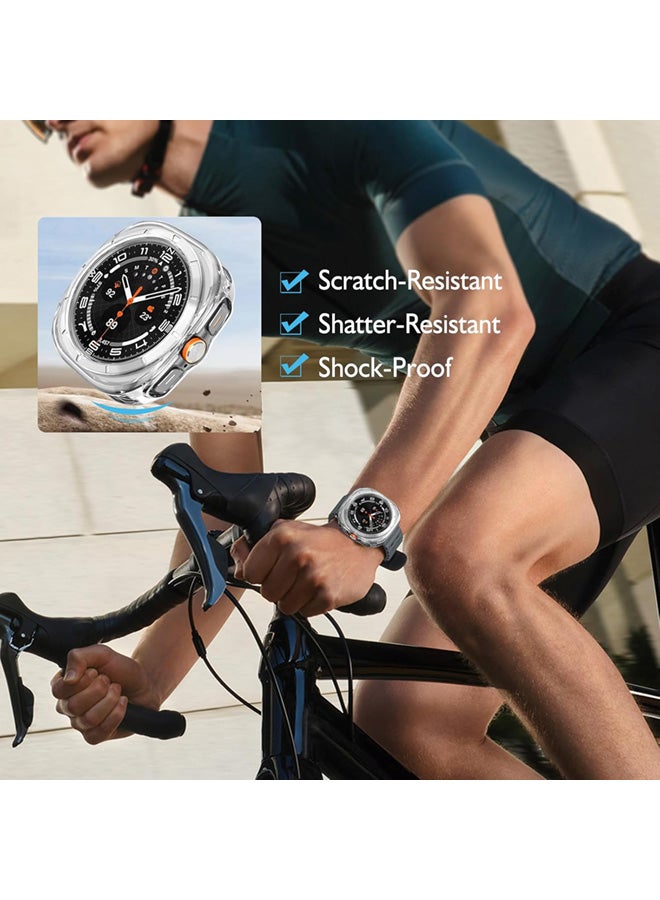 SJet Samsung Galaxy Watch Ultra 2025/Galaxy Watch 7 Ultra 2024 Screen Protector Case 47mm Accessories, Protective Face Cover, Hard Bumper Built-in Tempered Glass Film(47mm, Clear) - Image 3