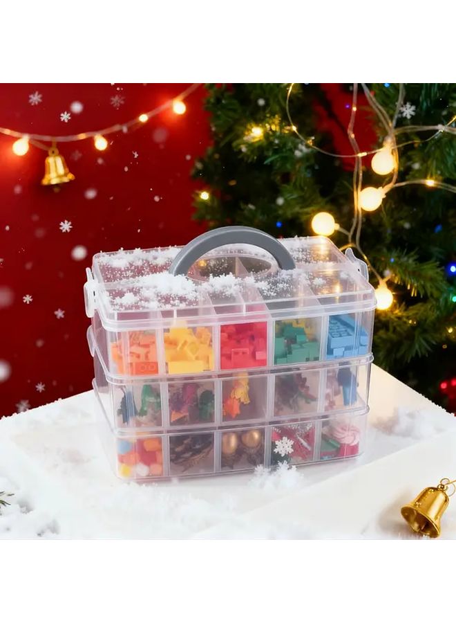 Transparent 3 Tier Stackable Storage Box 18 Grids Detachable Compartments Organizer - Image 1