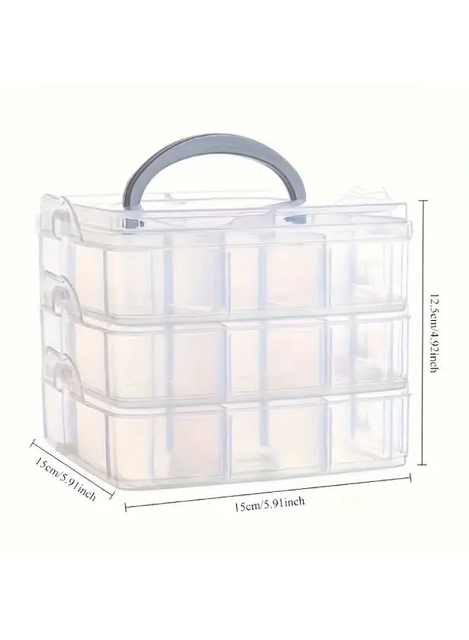 Transparent 3 Tier Stackable Storage Box 18 Grids Detachable Compartments Organizer - Image 5