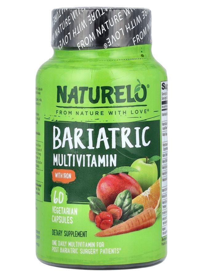 NATURELO Premium Supplements Bariatric Multivitamin with Iron 60 Vegetarian Capsules 