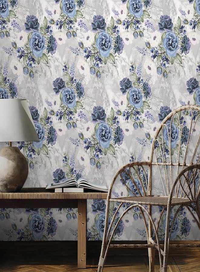 REDAMANCY White/Grey/Blue Vintage Peony Flowers Peel and Stick Wallpaper Stick on Contact Paper Vintage Wall Paper Easy Peel Off for nightstand Drawer Cabinet Renter - Image 3