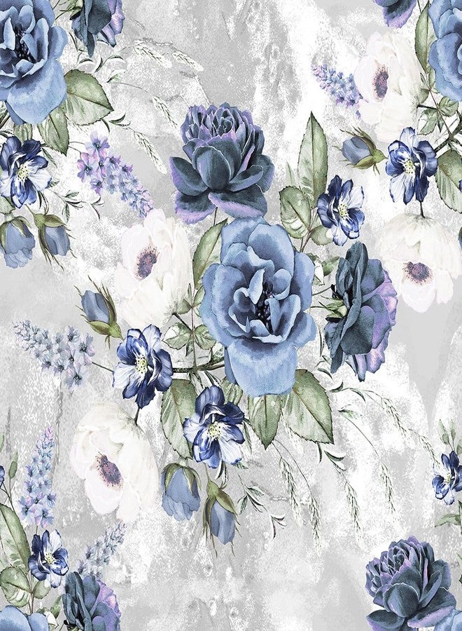 REDAMANCY White/Grey/Blue Vintage Peony Flowers Peel and Stick Wallpaper Stick on Contact Paper Vintage Wall Paper Easy Peel Off for nightstand Drawer Cabinet Renter - Image 1