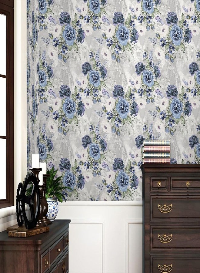 REDAMANCY White/Grey/Blue Vintage Peony Flowers Peel and Stick Wallpaper Stick on Contact Paper Vintage Wall Paper Easy Peel Off for nightstand Drawer Cabinet Renter - Image 2
