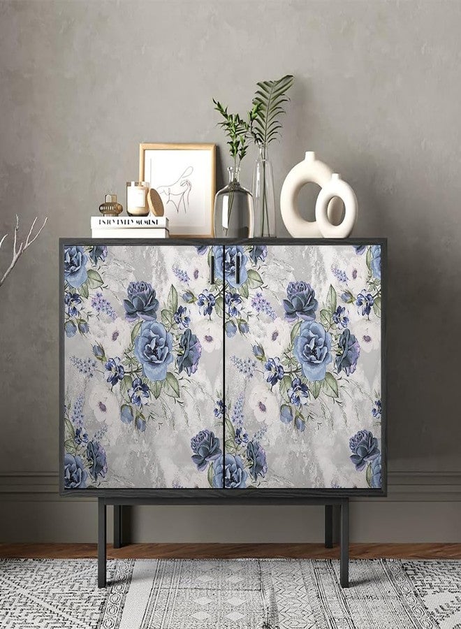 REDAMANCY White/Grey/Blue Vintage Peony Flowers Peel and Stick Wallpaper Stick on Contact Paper Vintage Wall Paper Easy Peel Off for nightstand Drawer Cabinet Renter - Image 4