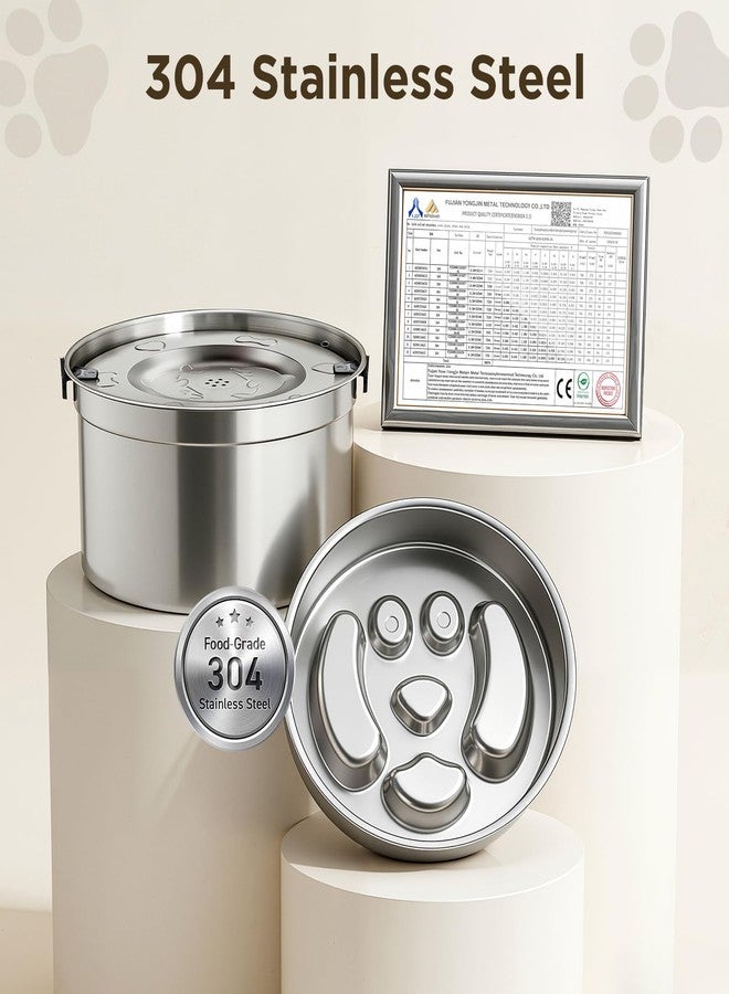 CourtyardAid 3.2L/108oz No Spill Dog Water Bowl & 4 Cups Slow Feeder Bowl Set - 304 Stainless Steel, Splash Proof Anti Slobber Stopper for Dogs, Slow Drinking & Eating Puzzle Bowl for Large Medium Small Breeds - Image 3