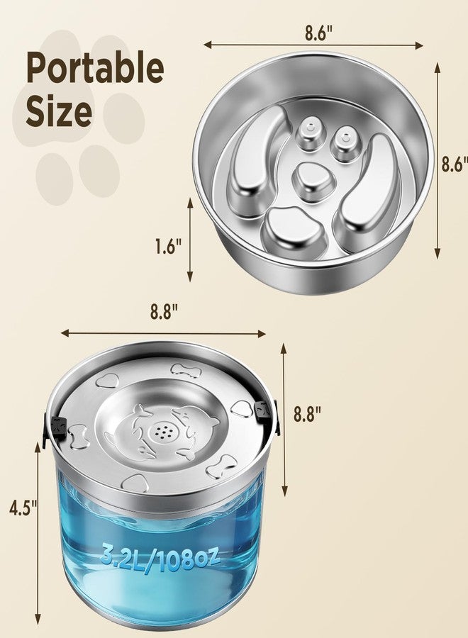 CourtyardAid 3.2L/108oz No Spill Dog Water Bowl & 4 Cups Slow Feeder Bowl Set - 304 Stainless Steel, Splash Proof Anti Slobber Stopper for Dogs, Slow Drinking & Eating Puzzle Bowl for Large Medium Small Breeds - Image 5