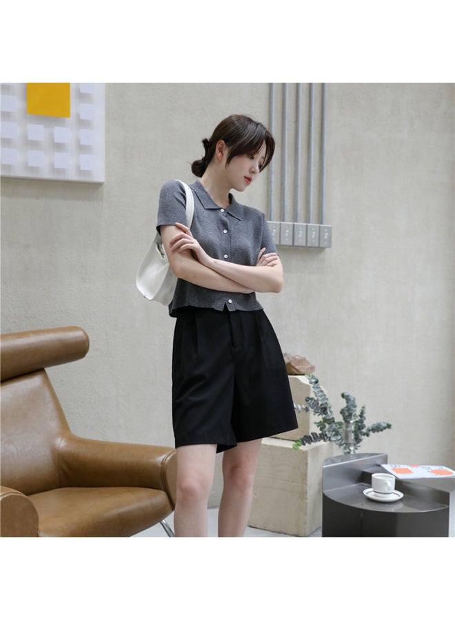 Suit Shorts Women's Spring And Summer Loose Straight A- Line Slimming Sag Casual Half-leg Pants