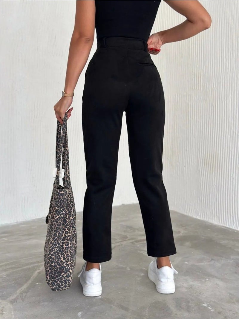 Swana Women's Suede Carrot Trousers  - Image 3