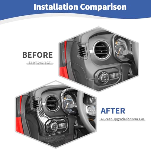 JOSHELA for Jeep JL Interior Trim Kit Carbon Fiber, Dashboard Accents Cover for Jeep Wrangler JL JLU Gladiator JT 2024 2025-Present ABS Interior Accessories 15pcs(Only for 2024+) - Image 3