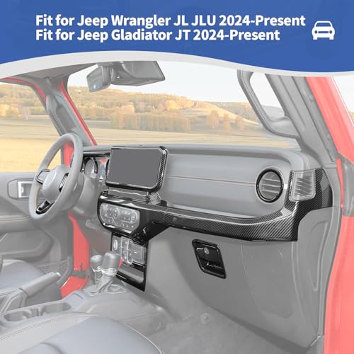 JOSHELA for Jeep JL Interior Trim Kit Carbon Fiber, Dashboard Accents Cover for Jeep Wrangler JL JLU Gladiator JT 2024 2025-Present ABS Interior Accessories 15pcs(Only for 2024+) - Image 5