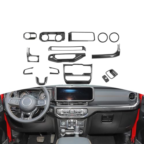 JOSHELA for Jeep JL Interior Trim Kit Carbon Fiber, Dashboard Accents Cover for Jeep Wrangler JL JLU Gladiator JT 2024 2025-Present ABS Interior Accessories 15pcs(Only for 2024+) - Image 1