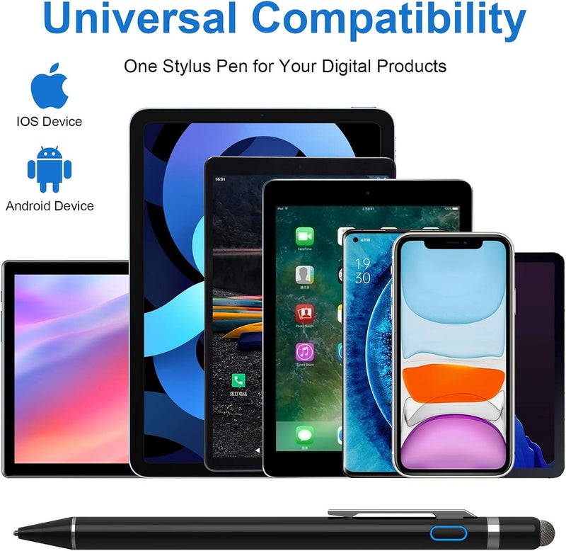 ان تي اتش جويس قلم ستايلس لجهاز iPad وبديل Apple Pencil، NTHJOYS قلم ستايلس نشط ذو نقطة دقيقة للشاشات اللمسية، قلم ستايلس عالمي لجهاز iPhone وأندرويد والتابلت، كتابة ورسم دقيقان، قابل لإعادة الشحن عبر USB - Image 3