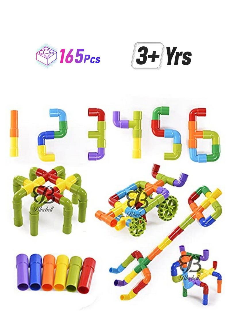 bluebell Water Pipe Building Blocks for Kids 3+ Years, Easy Assembling Puzzle with Storage Box, Learning and Educational Toys for Ages 3 to 10 Year Old Boys & Girls Toys(165 Pcs) - Image 1