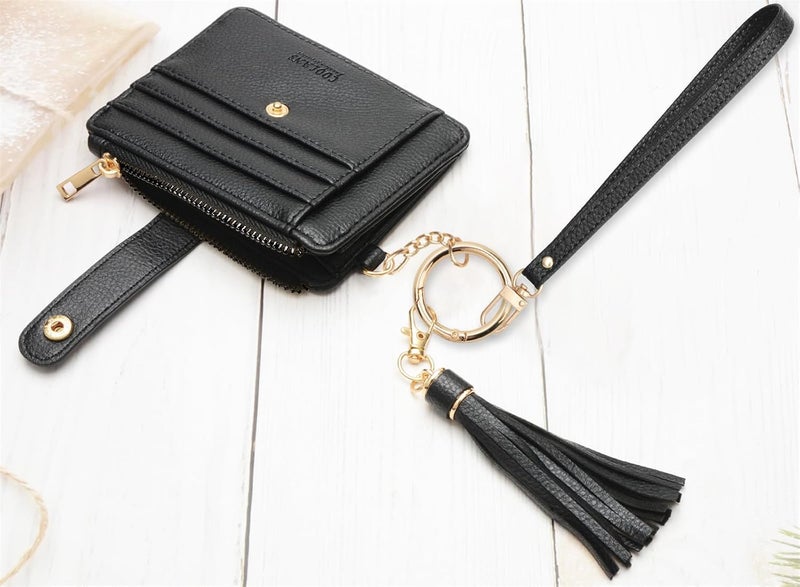 COOLANS Silicone Bracelet Wristlet Wallet Credit Card Holder RFID,ID Window,Key Ring Tassel,Slim Wallet Women Keychain Purse - Image 4