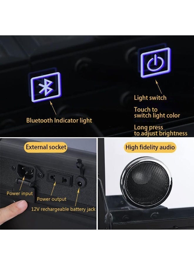 حقيبة حامل أدوات المكياج، حقيبة أدوات التجميل بعجلات، حقيبة مكياج قابلة للفصل بأربع عجلات مع 6 مصابيح LED قابلة للتعديل ومرآة وأرجل لعربة صالون الفنان - Image 4