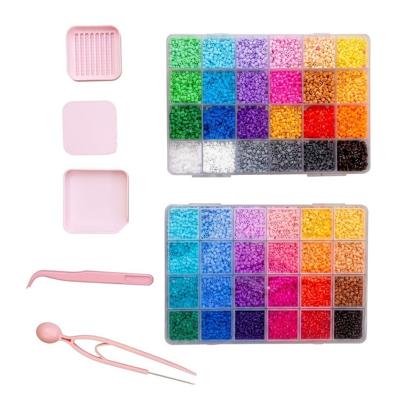 48 Colors Hama Beads 2 Boxes Pixel Art Puzzle Plastic Craft Gift - Image 2