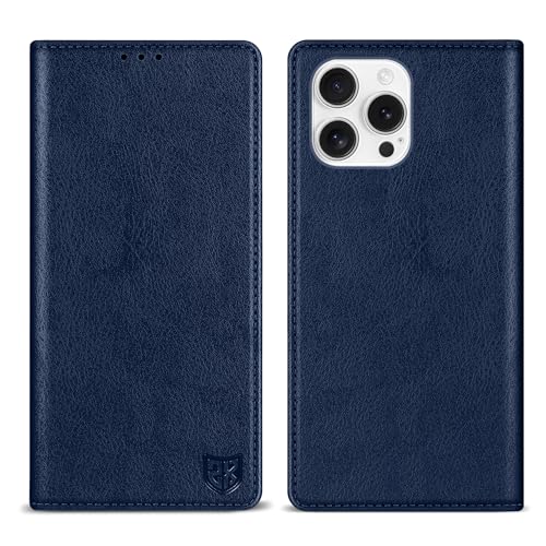 ZZXX for iPhone 16 Pro Max Wallet Case with [RFID Blocking] Card Slot Stand Strong Magnetic Leather Flip Fold Protective Phone Case for iPhone 16 Pro Max Case Wallet(Blue-6.9 inch) - Image 1