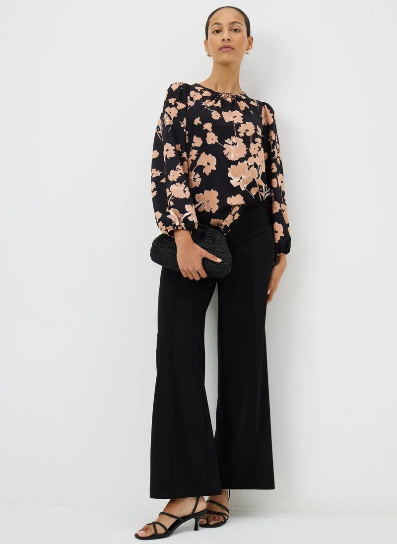 ماتلان بلوزة بأكمام طويلة مزينة بالزهور وردية