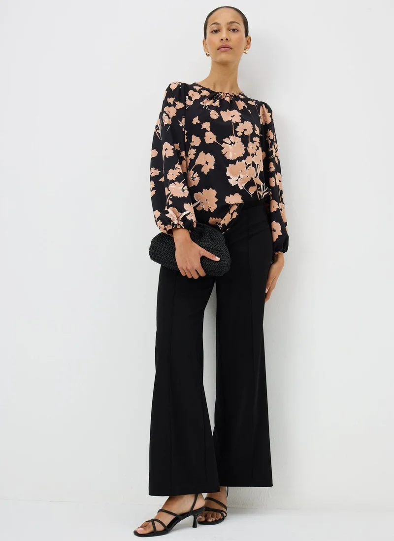 ماتلان بلوزة بأكمام طويلة مزينة بالزهور وردية