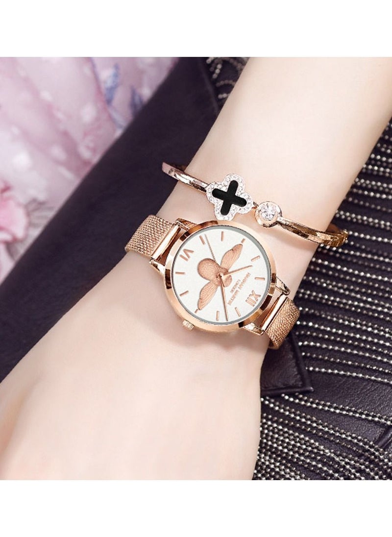 Hannah Martin - Women's 3D Bee White & Bee Dial Watch HM-1122 - Image 1