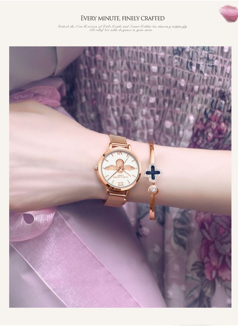 Hannah Martin - Women's 3D Bee White & Bee Dial Watch HM-1122 - Image 1