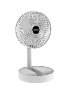 Super Foldable Telescopic Fan Wireless Portable Desk Fan USB Rechargeable Built-in Battery 2000mAh Adjustable Height 3 Speeds Mini Desktop Fan For Outdoor Household Home Bedroom And Office Use White  - Image 1
