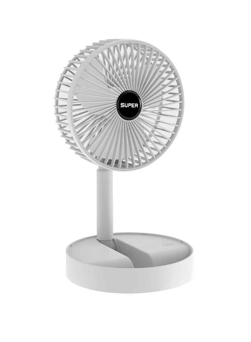Super Foldable Telescopic Fan Wireless Portable Desk Fan USB Rechargeable Built-in Battery 2000mAh Adjustable Height 3 Speeds Mini Desktop Fan For Outdoor Household Home Bedroom And Office Use White - Image 1