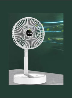 Super Foldable Telescopic Fan Wireless Portable Desk Fan USB Rechargeable Built-in Battery 2000mAh Adjustable Height 3 Speeds Mini Desktop Fan For Outdoor Household Home Bedroom And Office Use White  - Image 2