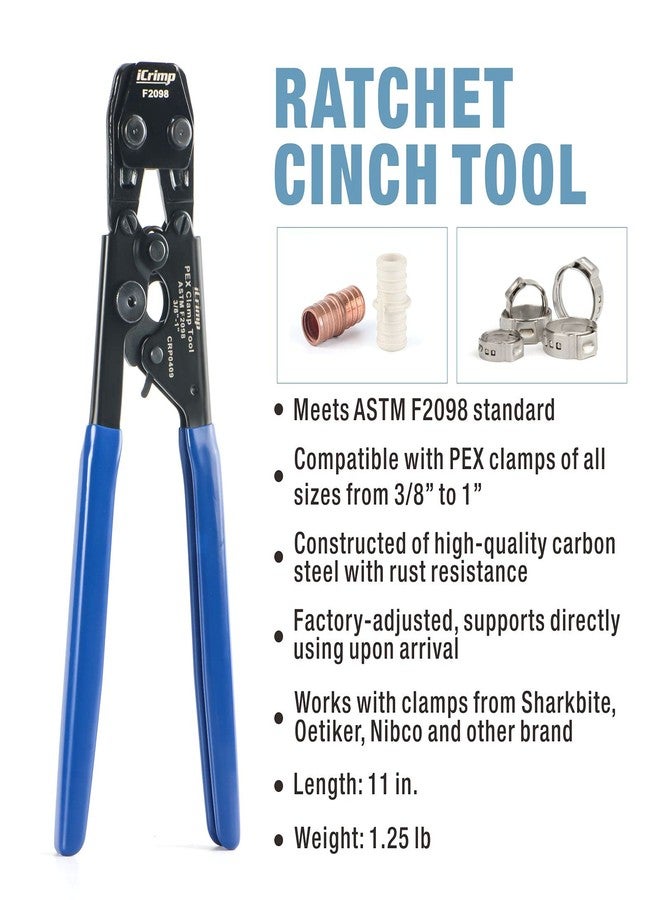 iCrimp PEX Clamp Cinch Tool for 3/8-inch to 1-inch Stainless Steel Clamps meet ASTM F2098 Standard with Pex Pipe Cutter - Image 2