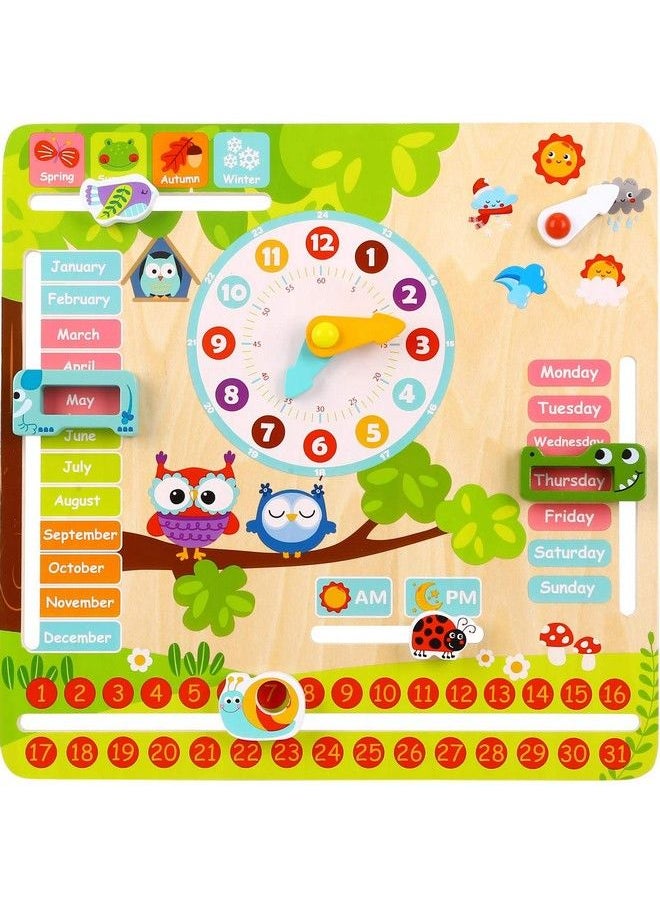 Pidoko Kids - Montessori Toys For Toddlers 3 Years All About Today Board 4 Year Old Learning Materials For Preschool Wooden Calendar And Learning Clock Educational Gifts For Boys And Girls - Image 1