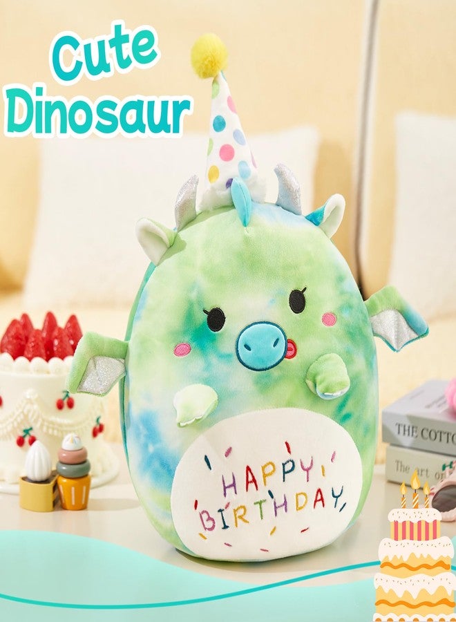 BSTAOFY 15'' Cute Happy Birthday Dinosaur Soft Plush Pillow Green Dinosaur Birthday Stuffed Animal Gifts for Boys Girls Baby Kids - Image 3