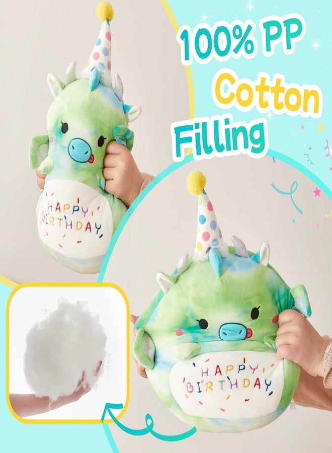 BSTAOFY 15'' Cute Happy Birthday Dinosaur Soft Plush Pillow Green Dinosaur Birthday Stuffed Animal Gifts for Boys Girls Baby Kids - Image 4