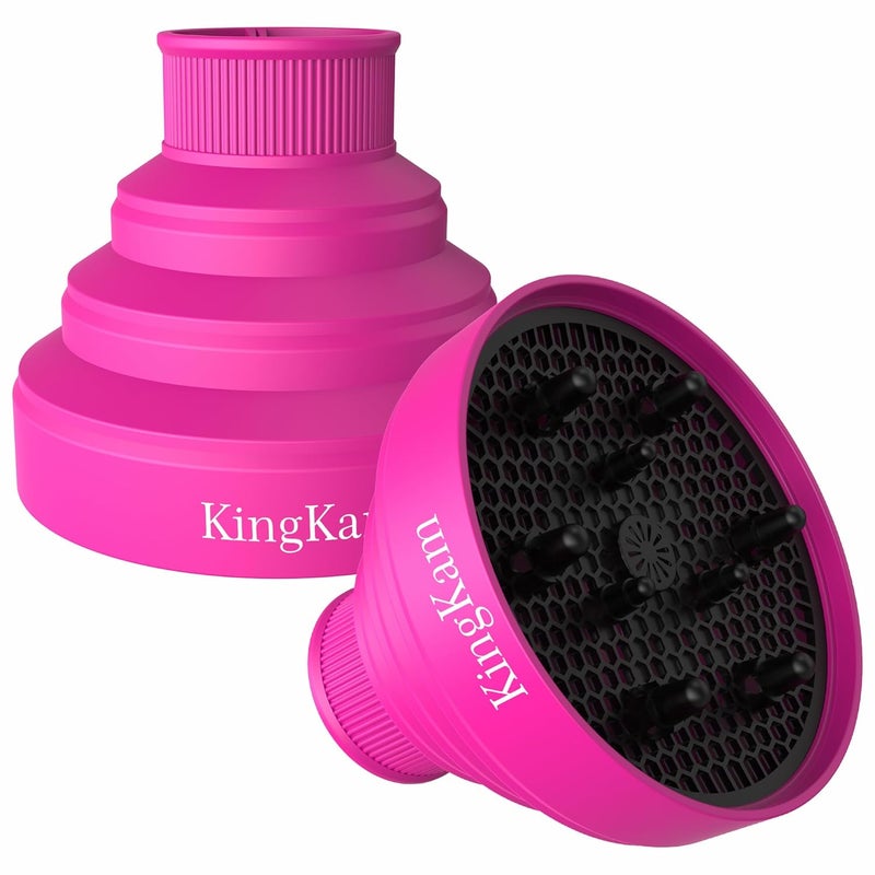 KingKam Collapsible Silicone Hair Dryer Diffuser - Travel and Easy Storage - Fit Most Hair Dryers with Nozzle Diameter D-1.575Inch to 1.968 Inch (4-5cm) - Pink - Image 1