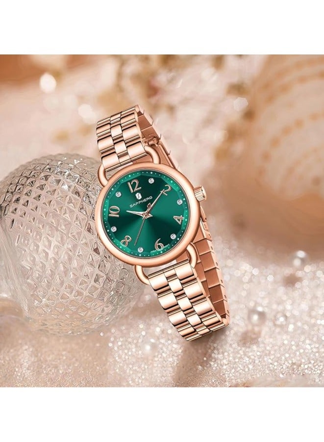 SAPPHERO luxury women's watch with stainless steel strap, pointer quartz movement, 5 ATM water resistant, perfect gift for women - Image 4