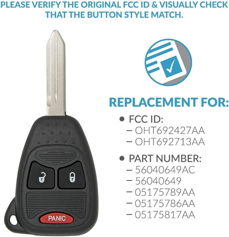 Keyless2Go Replacement for Keyless Entry Remote Car Key Vehicles That Use 3 Button OHT692427AA - Image 4