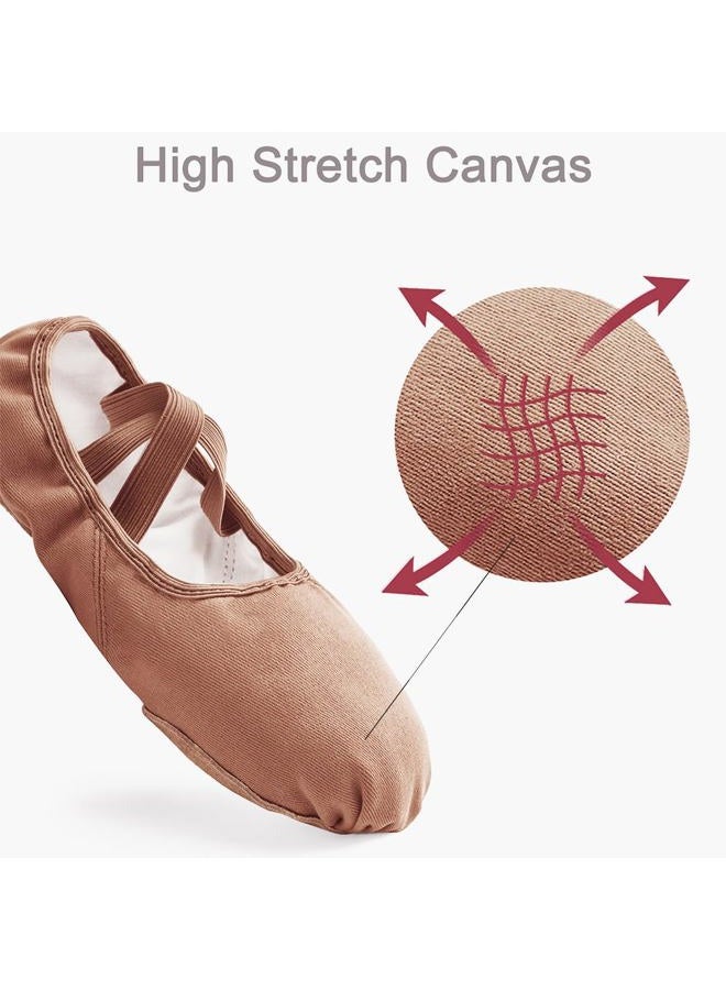Stelle Women's Ballet Shoes Stretch Canvas Dance Slippers Split Sole for Girls/Adult, Tan, 6 - Image 4