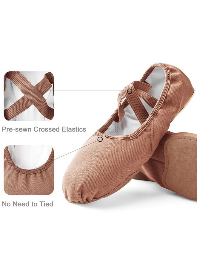 Stelle Women's Ballet Shoes Stretch Canvas Dance Slippers Split Sole for Girls/Adult, Tan, 6 - Image 3