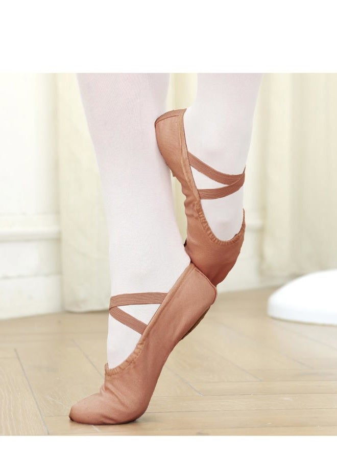 Stelle Women's Ballet Shoes Stretch Canvas Dance Slippers Split Sole for Girls/Adult, Tan, 6 - Image 2