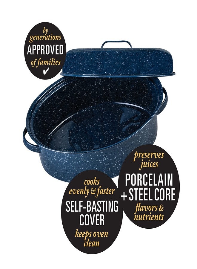 Granite Ware Limited Edition Large Covered Oval Roasting Pan, 18", Blue - Image 4