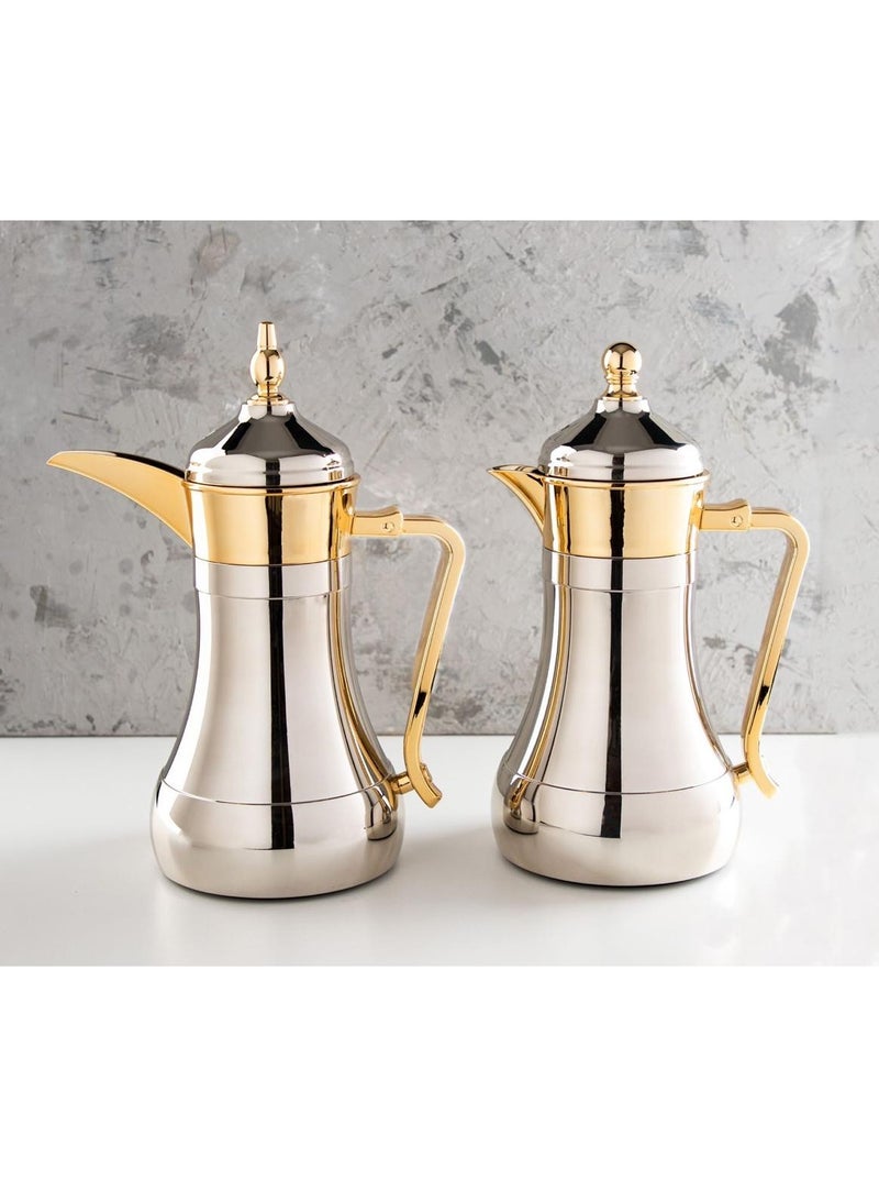 Raghad Thermos Set 2 Pieces for Tea and Coffee with Elegant Design made Stainless Steel, 