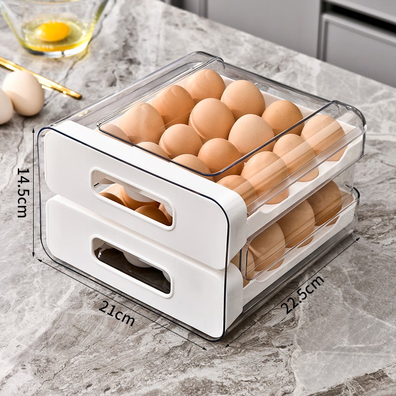 Egg Storage Box, Refrigerator Drawer Organizer, Food-Grade Freshness Keeper