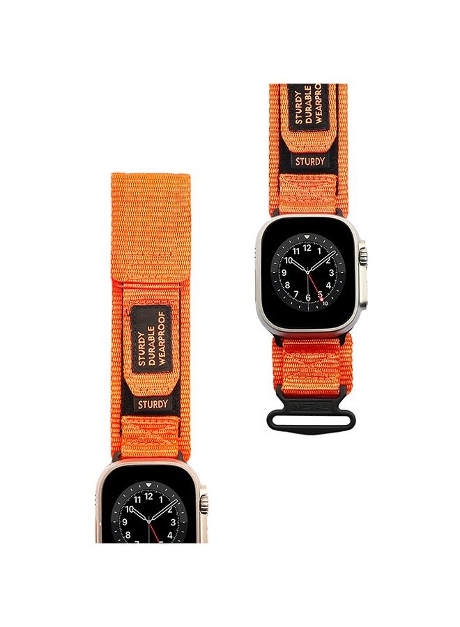 Nylon Canvas Fabric Bracelet Band Compatible with Apple Watch 8 Ultra 8/7/6/5/4/3/SE 49mm 45mm 44mm 42mm Loop Designed Replacement Adjustable WristBands Straps for iWatch Orange - Image 5