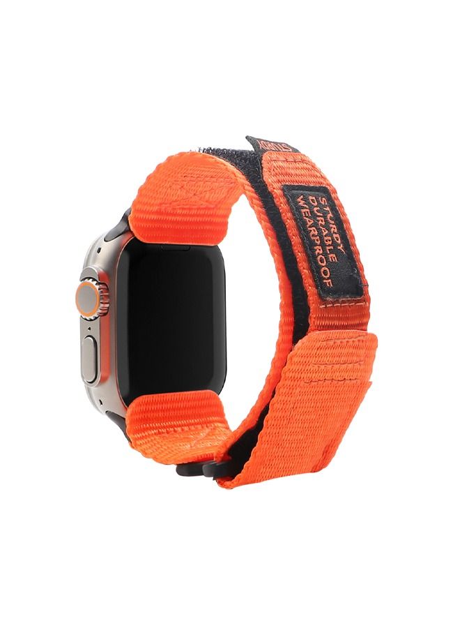 Nylon Canvas Fabric Bracelet Band Compatible with Apple Watch 8 Ultra 8/7/6/5/4/3/SE 49mm 45mm 44mm 42mm Loop Designed Replacement Adjustable WristBands Straps for iWatch Orange - Image 2