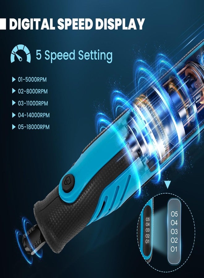 HARDELL Mini Cordless Rotary Tool, 4V Multi-Purpose Power Rotary Tool, 5 Speed Digital Display and Type-C Charging with 86 Accessories for Sanding, Engraving, Polishing, Drilling, Cutting, DIY Craft - Image 2