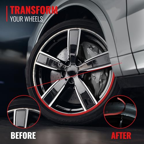 RIMiQ PROTECTiQ Universal Wheel Protection - 1/4" Trim Easy to Apply with Automotive 3M Tape. 6 Colors - Fits Up to 24" Rims - Including Tesla - Red - Image 2