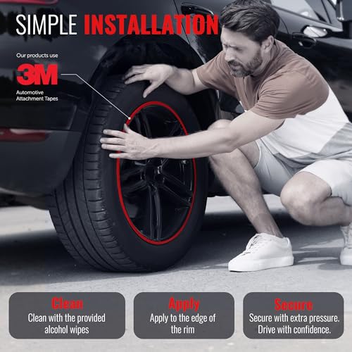RIMiQ PROTECTiQ Universal Wheel Protection - 1/4" Trim Easy to Apply with Automotive 3M Tape. 6 Colors - Fits Up to 24" Rims - Including Tesla - Red - Image 4
