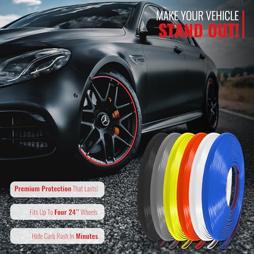 RIMiQ PROTECTiQ Universal Wheel Protection - 1/4" Trim Easy to Apply with Automotive 3M Tape. 6 Colors - Fits Up to 24" Rims - Including Tesla - Red - Image 5